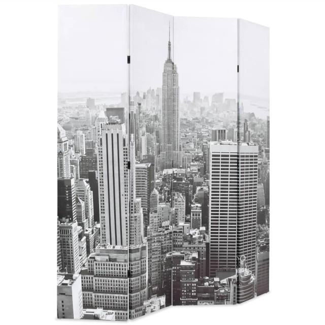 Cloison de séparation pliable 160x170 cm New York Noir et blanc