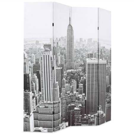Cloison de séparation pliable 160x170 cm New York Noir et blanc