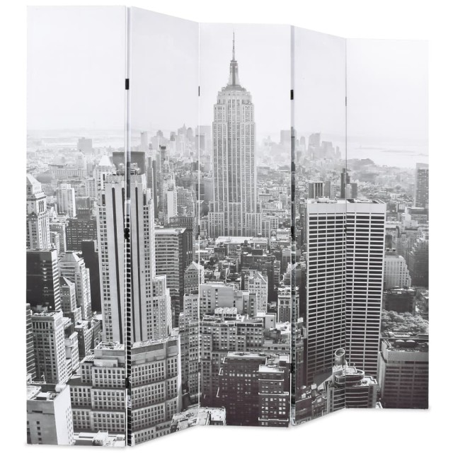 Cloison de séparation pliable 200x170 cm New York Noir et blanc