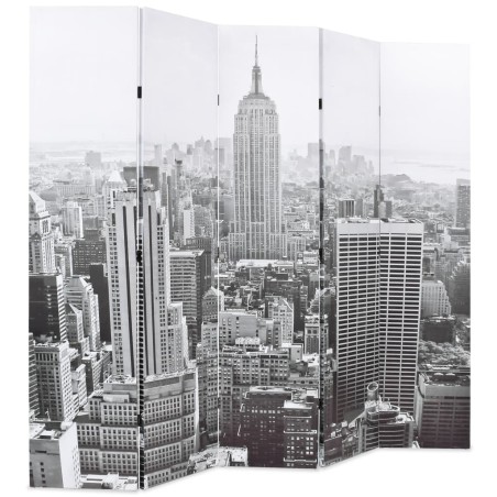 Cloison de séparation pliable 200x170 cm New York Noir et blanc