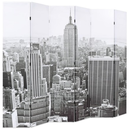 Cloison de séparation pliable 228x170 cm New York Noir et blanc 2