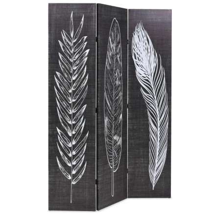 Cloison de séparation pliable 120 x 170 cm Plumes Noir et blanc 2
