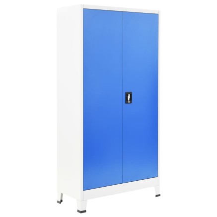 Armoire de vestiaire 2 portes Métal 90x40x180 cm Gris et bleu 2