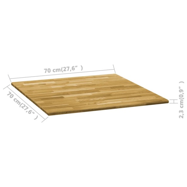 Dessus de table Bois de chêne massif Carré 23 mm 70x70 cm