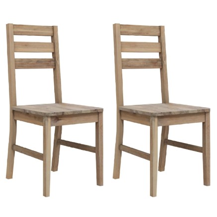Chaises à manger lot de 2 bois d'acacia solide 2