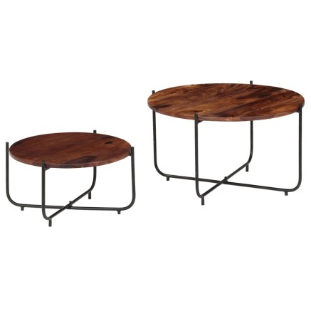 Ensemble de table basse 2 pcs Bois massif 60x35 cm 2