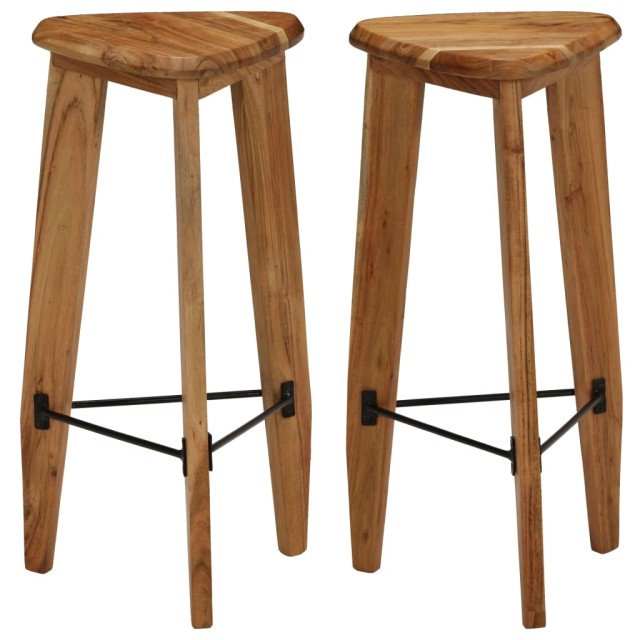 Tabourets de bar lot de 2 bois d'acacia massif