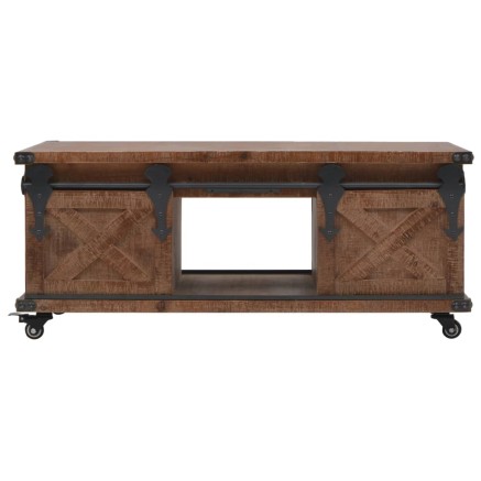 Table basse Bois de sapin massif 91x51x38 cm Marron 2