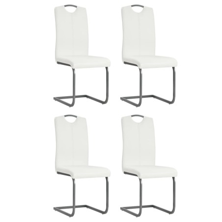Chaises à manger cantilever lot de 4 blanc similicuir