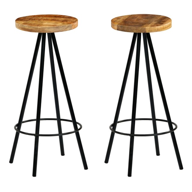 Chaises de bar lot de 2 bois de manguier solide