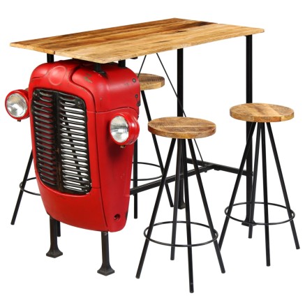 Meuble de bar 5 pcs Bois massif de manguier 120x60x107 cm 2