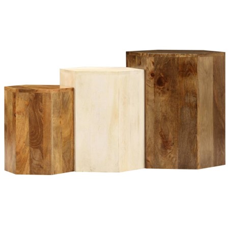 Ensemble de table basse 3 pcs Bois de manguier massif