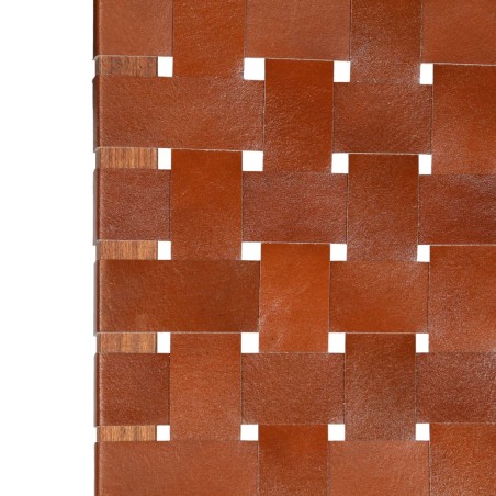 Chaise pliable bandes croisées marron cuir véritable