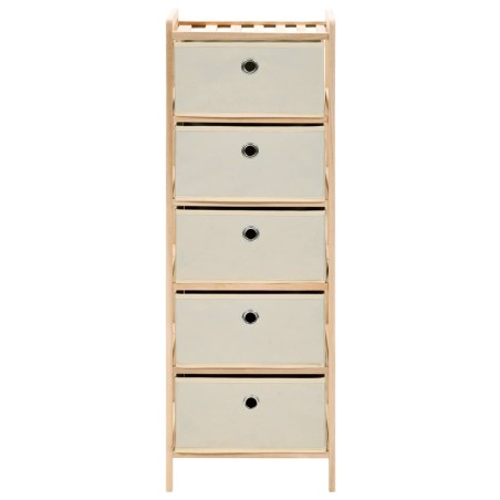 Étagère de rangement 5 paniers tissu bois de cèdre beige