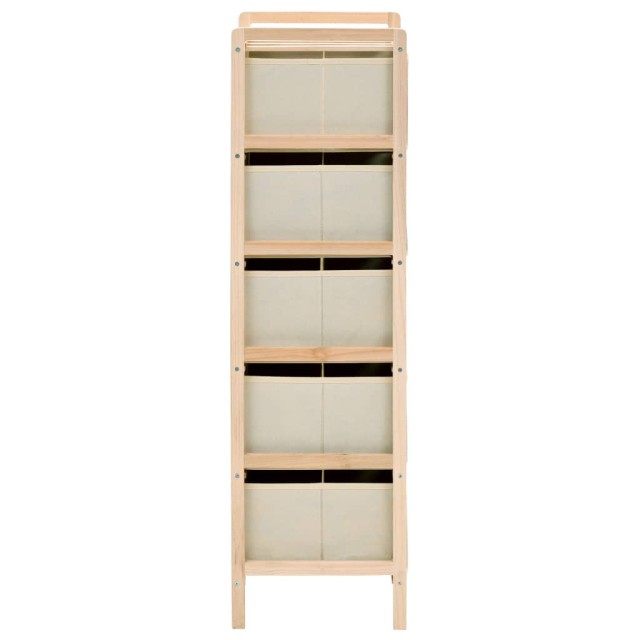 Étagère de rangement 5 paniers tissu bois de cèdre beige