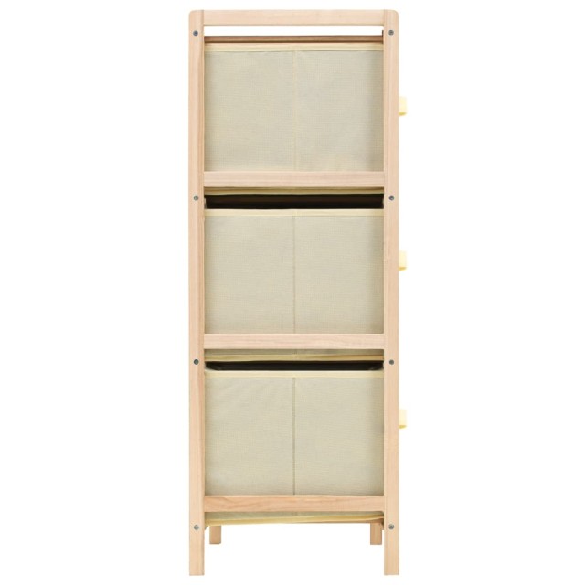 Étagère de rangement 6 paniers Tissu Bois de cèdre Beige