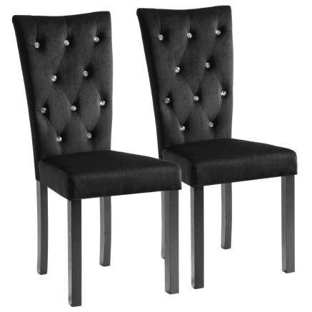 Chaises à manger lot de 2 Noir Velours 2