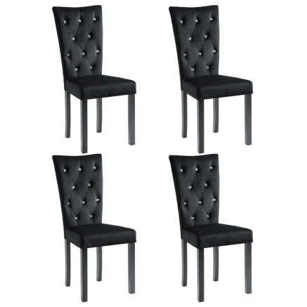 Chaises à manger lot de 4 Noir Velours 2