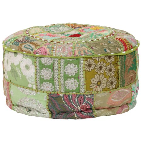 Pouf rond en coton fait à la main 40 x 20 cm Vert