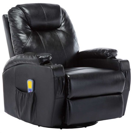 Fauteuil à bascule de massage Noir Similicuir 2