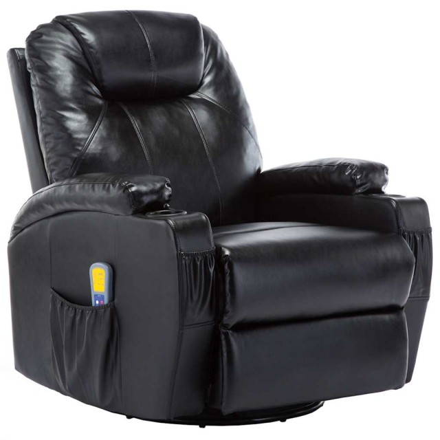 Fauteuil à bascule de massage Noir Similicuir