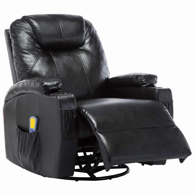 Fauteuil à bascule de massage Noir Similicuir