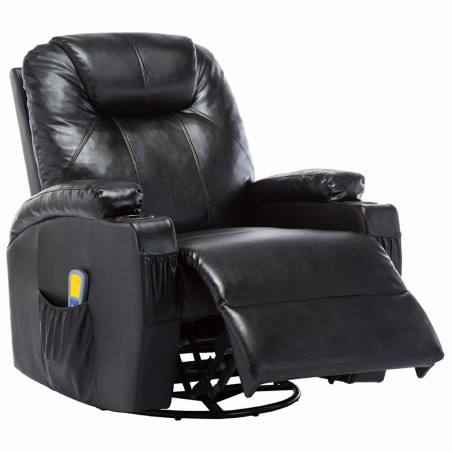 Fauteuil à bascule de massage Noir Similicuir