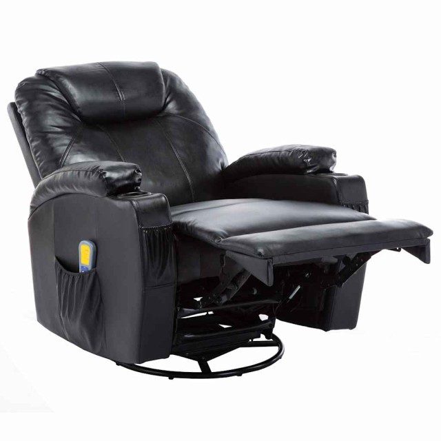 Fauteuil à bascule de massage Noir Similicuir