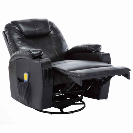 Fauteuil à bascule de massage Noir Similicuir