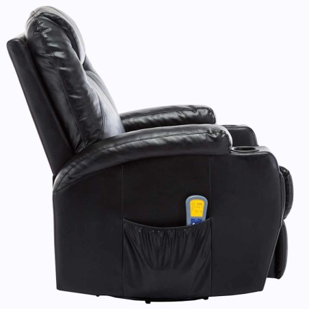 Fauteuil à bascule de massage Noir Similicuir