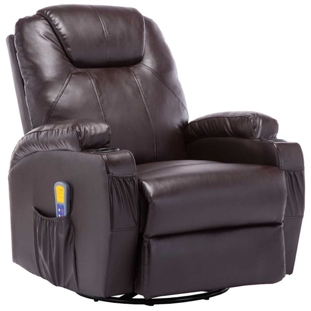 Fauteuil à bascule de massage Marron Similicuir