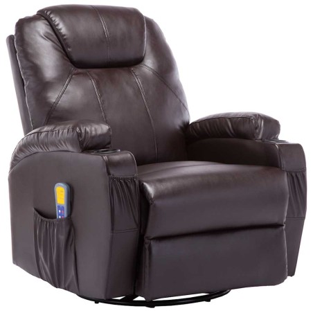 Fauteuil à bascule de massage Marron Similicuir