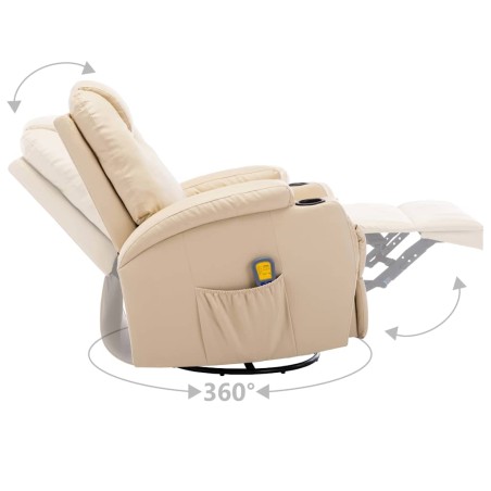 Fauteuil à bascule de massage Crème Similicuir