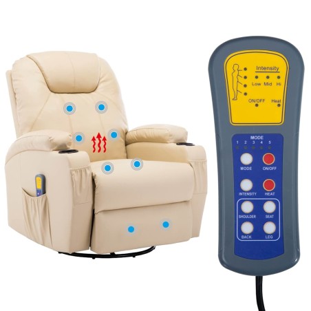 Fauteuil à bascule de massage Crème Similicuir