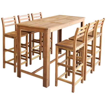Table et chaises de bar 7 pcs Bois d'acacia massif