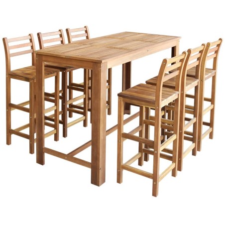Table et chaises de bar 7 pcs Bois d'acacia massif