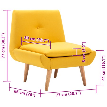 Fauteuil sans accoudoirs jaune tissu