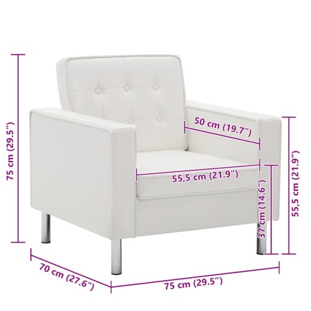 Fauteuil Blanc 75x70x75 cm Similicuir