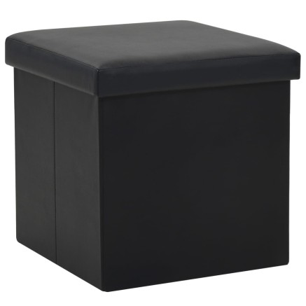 Tabourets de rangement pliables lot de 2 noir similicuir 2