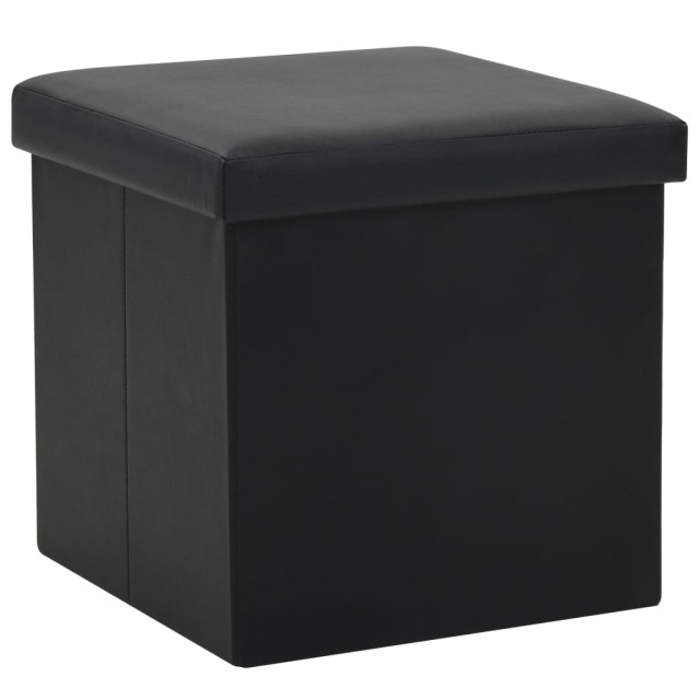Tabourets de rangement pliables lot de 2 noir similicuir