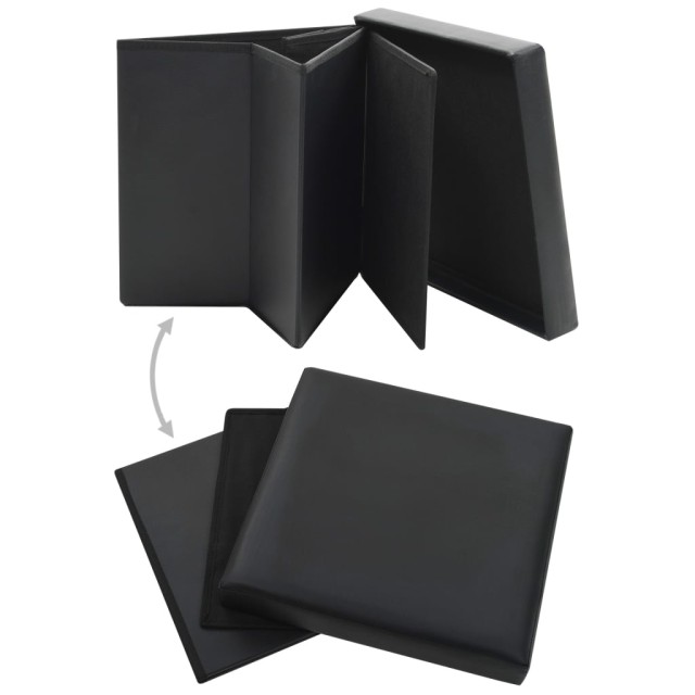 Tabourets de rangement pliables lot de 2 noir similicuir