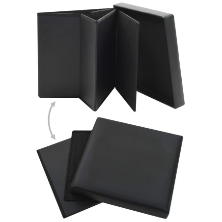 Tabourets de rangement pliables lot de 2 noir similicuir