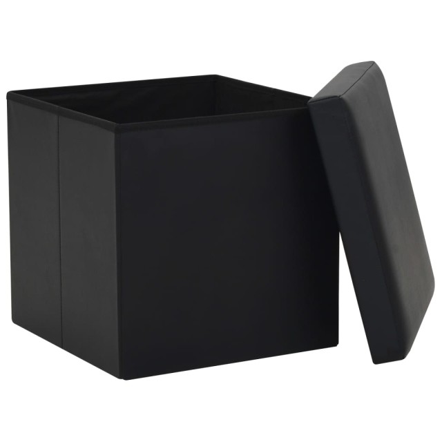 Tabourets de rangement pliables lot de 2 noir similicuir