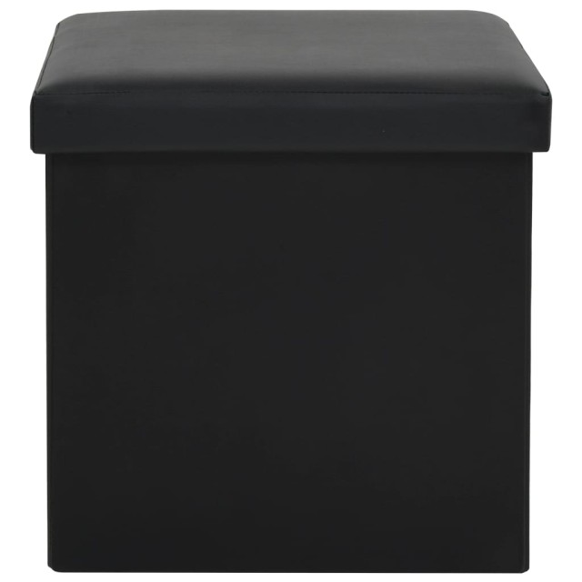 Tabourets de rangement pliables lot de 2 noir similicuir