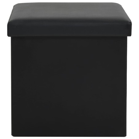 Tabourets de rangement pliables lot de 2 noir similicuir