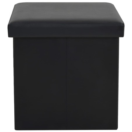 Tabourets de rangement pliables lot de 2 noir similicuir