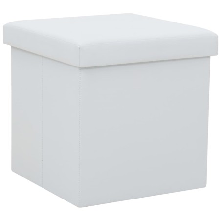 Tabourets de rangement pliables lot de 2 blanc similicuir