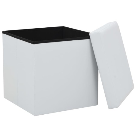 Tabourets de rangement pliables lot de 2 blanc similicuir