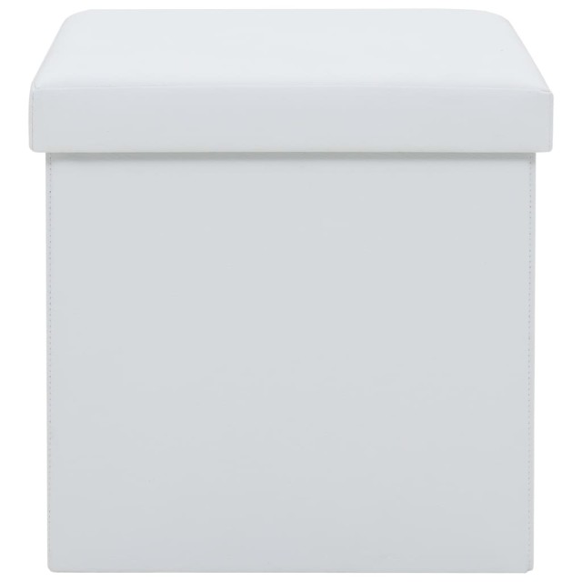 Tabourets de rangement pliables lot de 2 blanc similicuir
