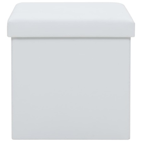 Tabourets de rangement pliables lot de 2 blanc similicuir